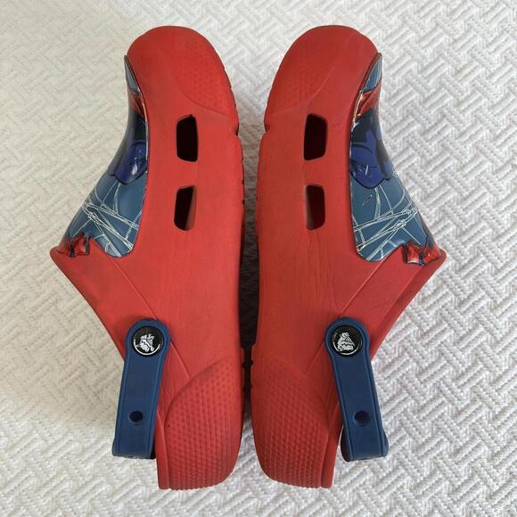 Crocs Juniors Size 3 Blue Red Spiderman Light Up Marvel Kids Slip on Shoes - Picture 8 of 11